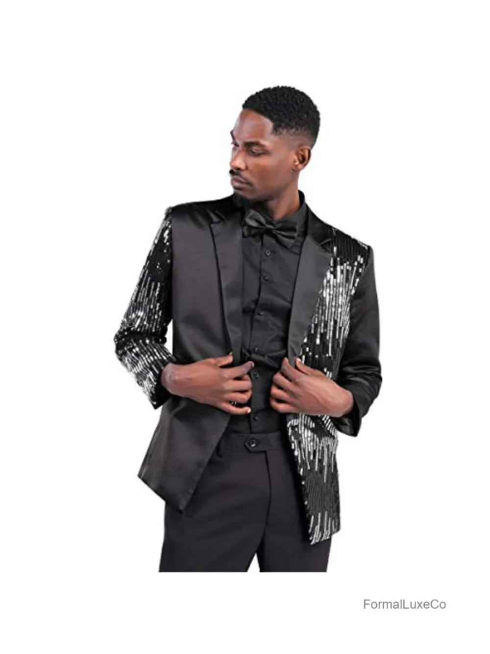 Men's Sequined Dinner Blazer with Notch Lapel - Formal Party Suit Jacket